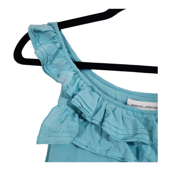 Amanda Uprichard Silk Soft Blue Pinktuck Ruffle Dress size small - Picture 2 of 7